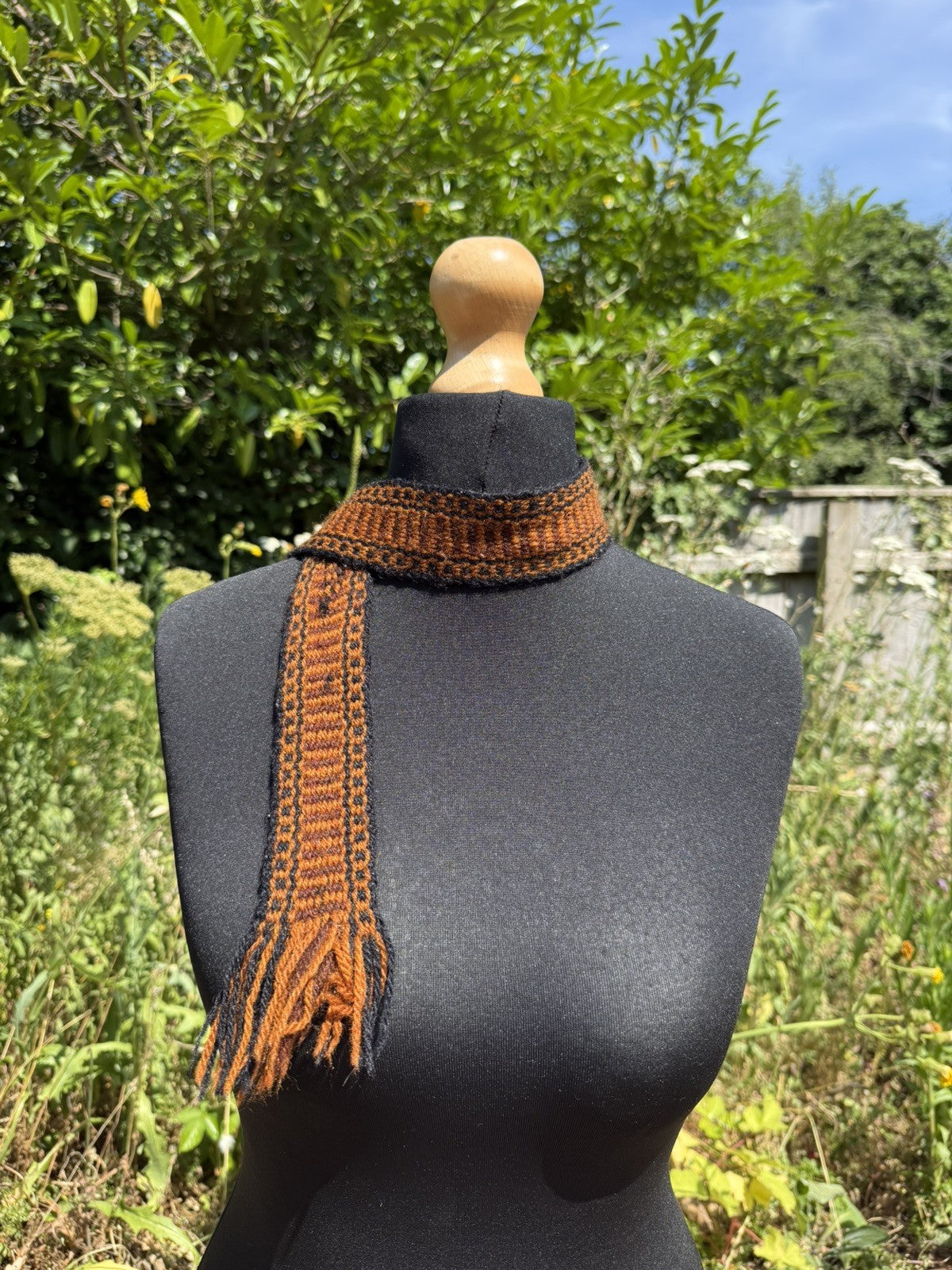 Vintage 70s Free Size 8-16 Brown & Orange Woven Wool Woven Belt