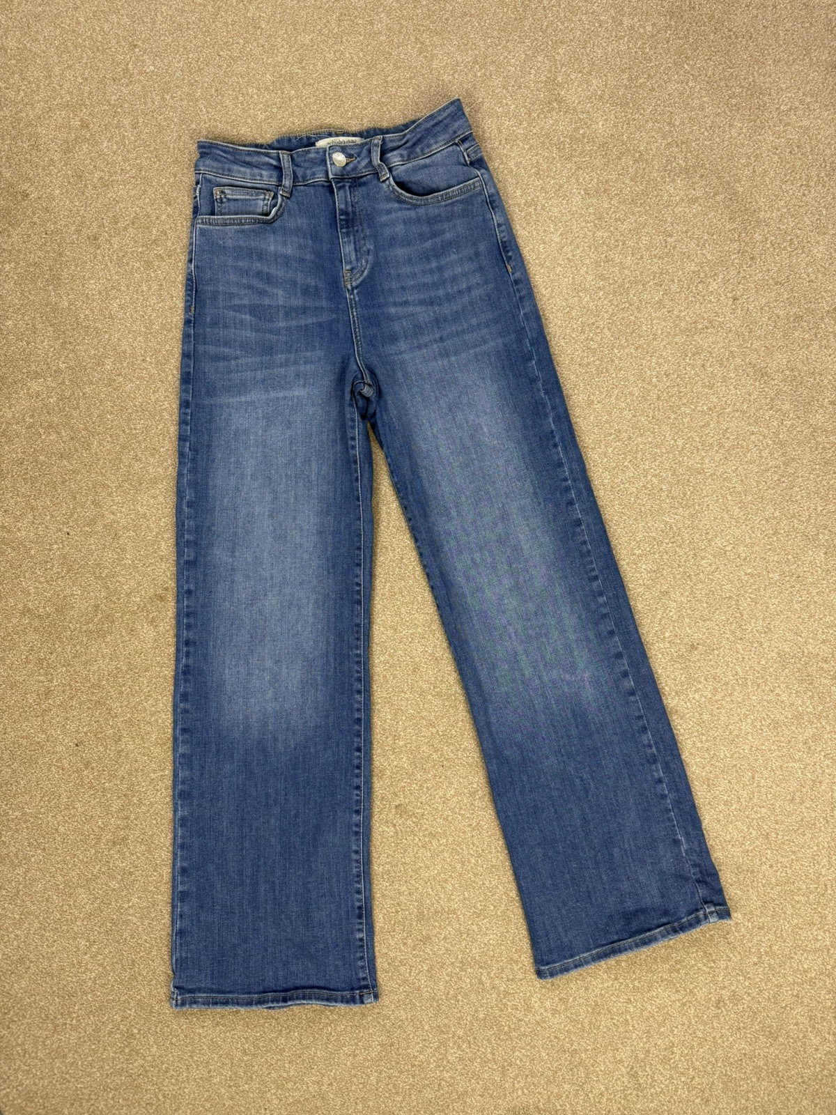 Size 10 Blue Stretch High Waisted Wide Leg Nobody's Child Jeans