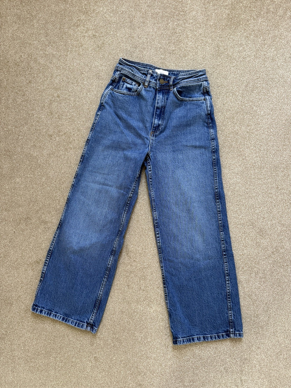 Size 8 Sezane Denim Blue High Waisted Le Crop Jeans