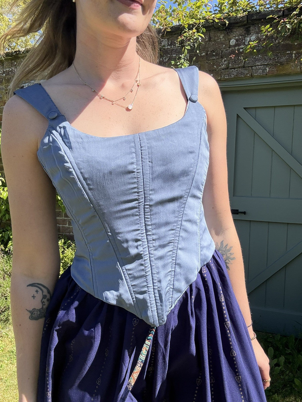 Vintage Size XS 6 & 8 Light Blue Corset Bustier Top