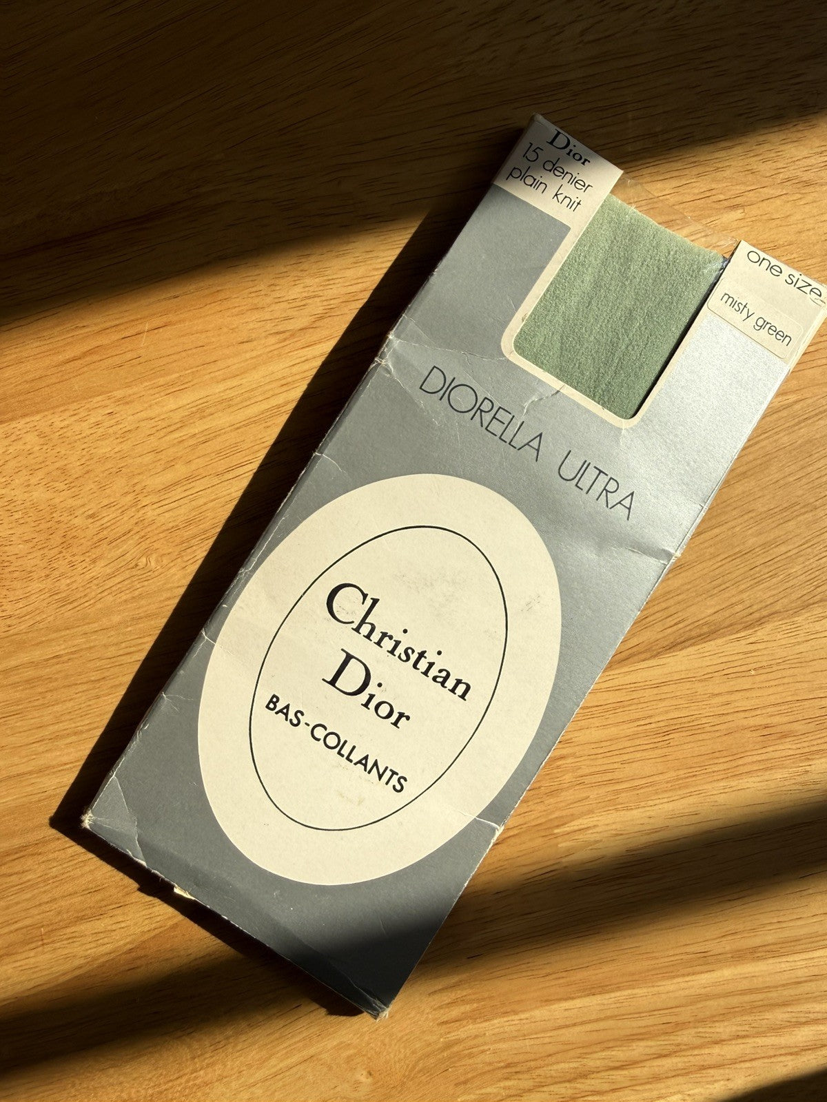 Brand New Vintage One Size 15 Denier Misty Green Christian Dior Tights