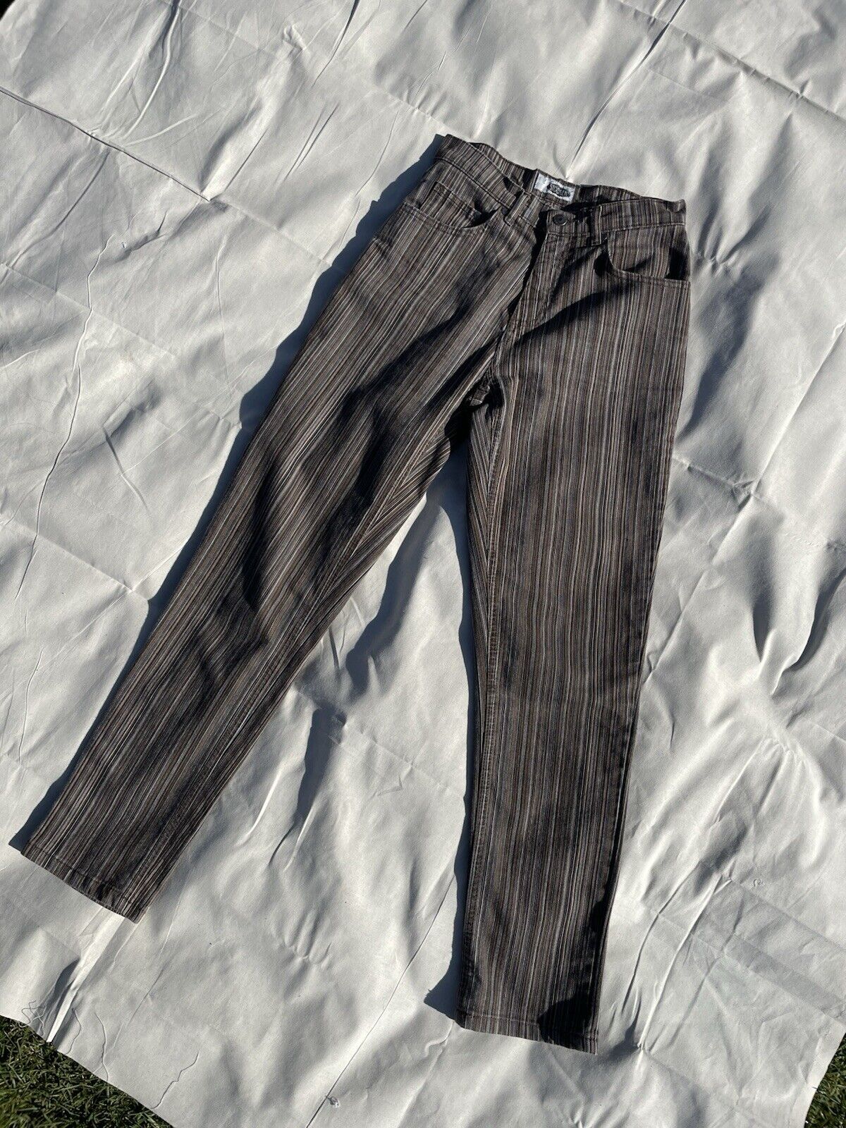 Vintage Size 8 Brown Striped High Waist Mom Jeans Stooker