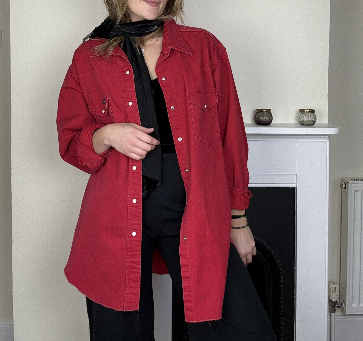 Vintage Size 3XL 16-20 Red Western Denim Shirt Wrangler