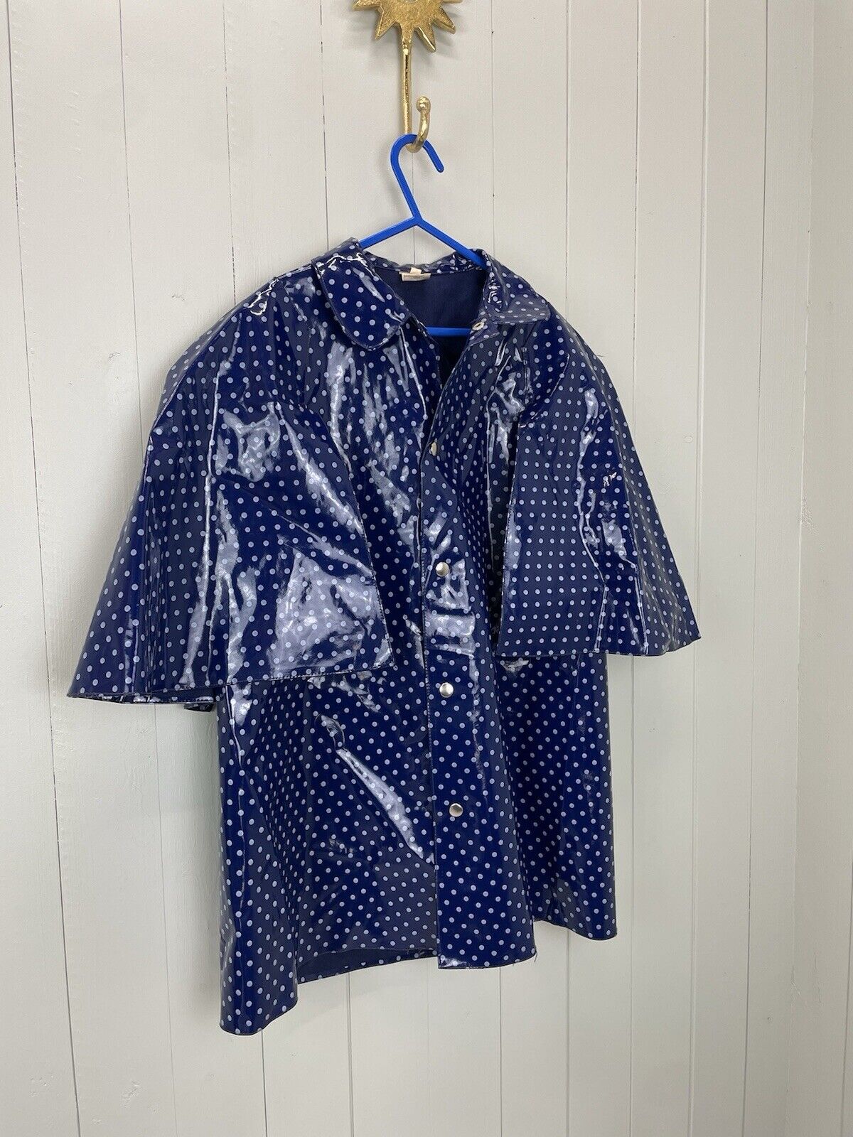 Vintage Aged 7 Years Blue Polka PVC Rain Mac Cape Neuystil