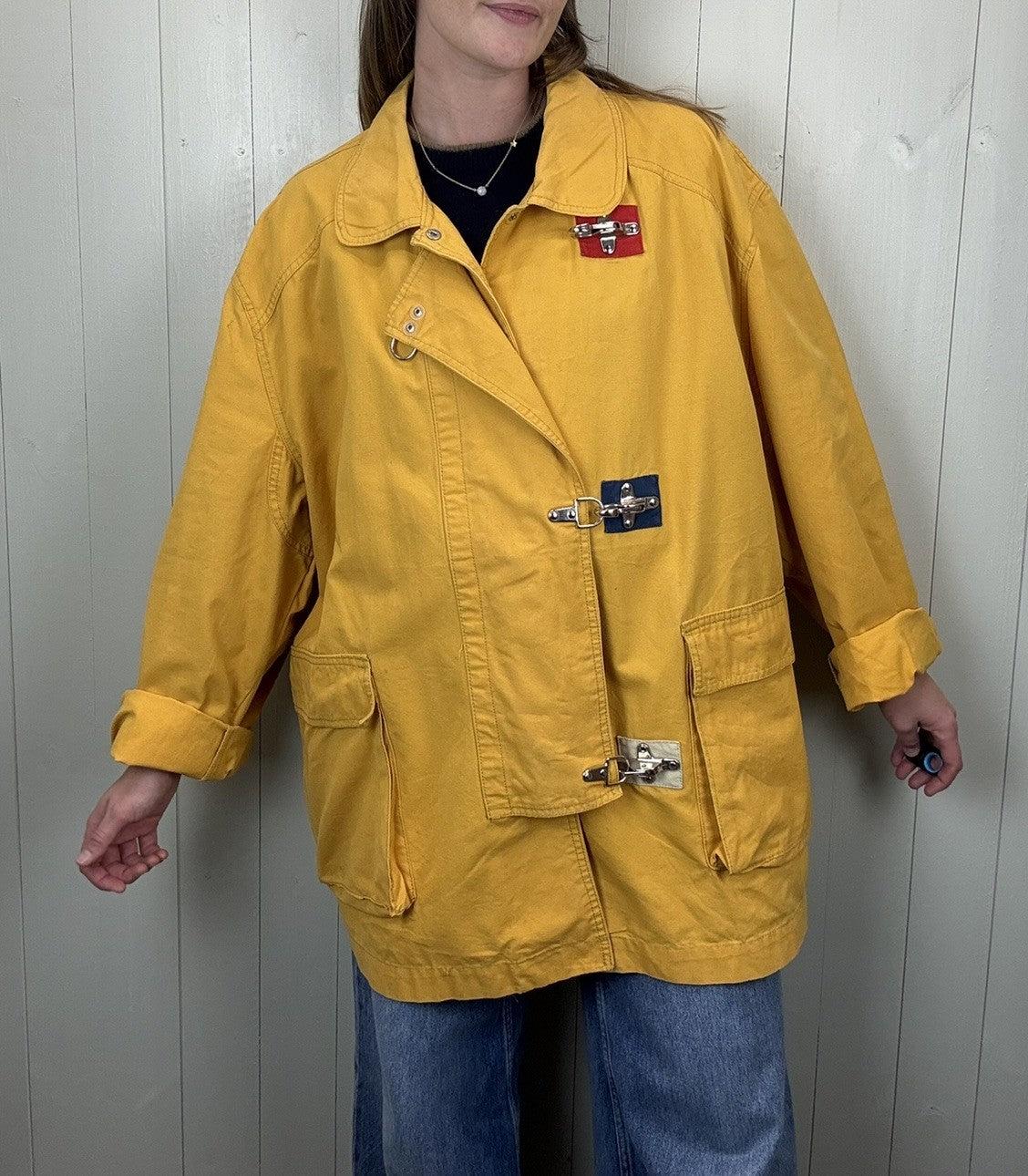 Vintage 3XL 14-22 Yellow Fisherman Utility Cotton Jacket Berry & Berry