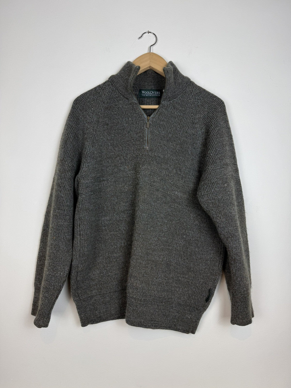 Vintage Size S Green Quarter Zip Chunky Knit Jumper WoolOvers