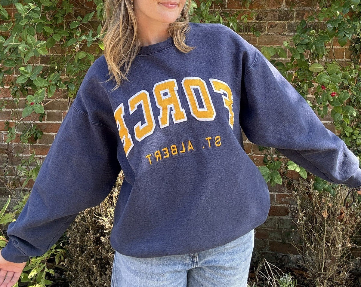 Vintage Size L 14-18 Navy Heavyweight Sweatshirt Jumper Lee
