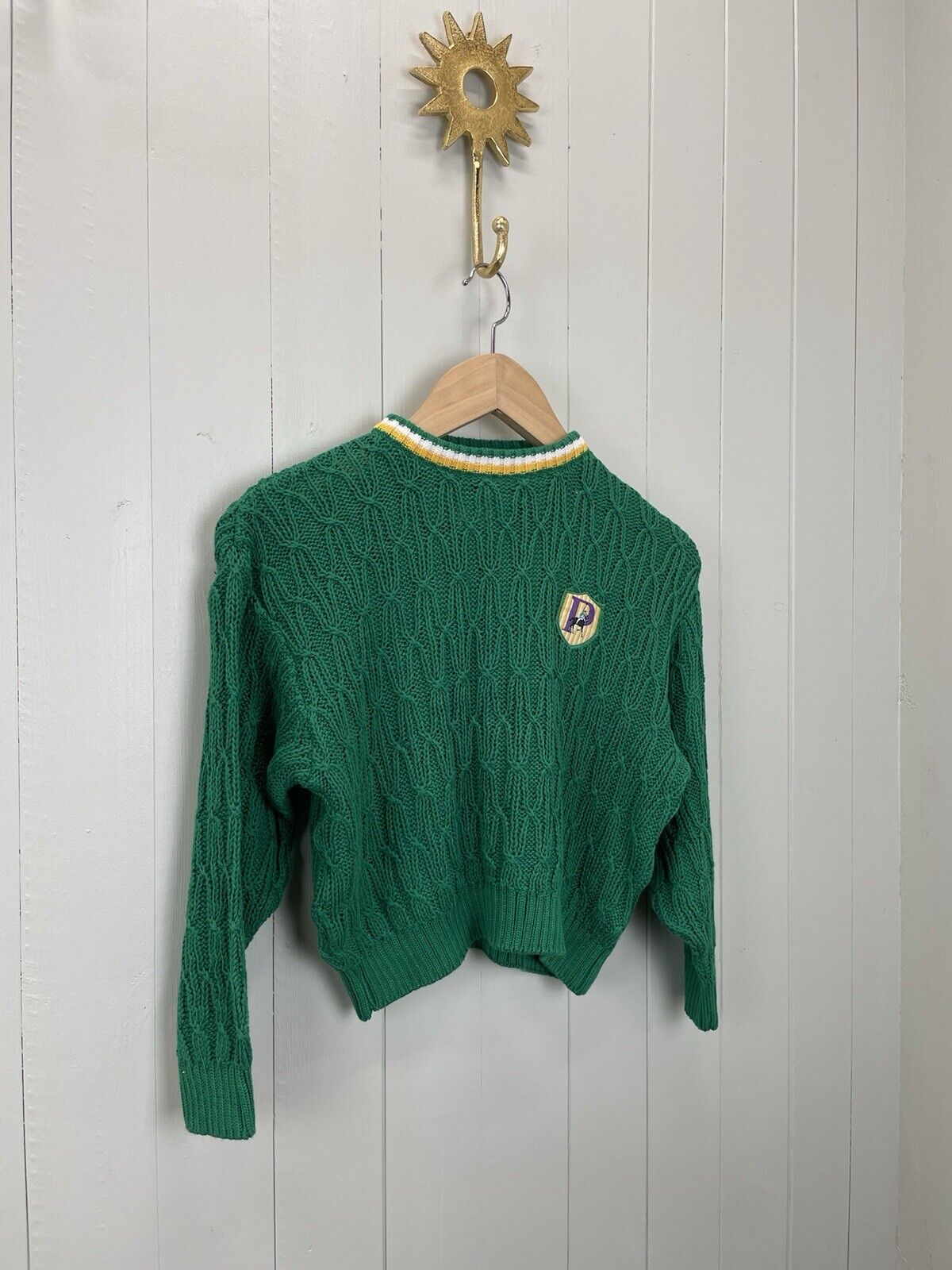 BNWT Vintage Aged 6 Years Green Cotton Blend Patterned Knit Polo Jumper Hot Ice