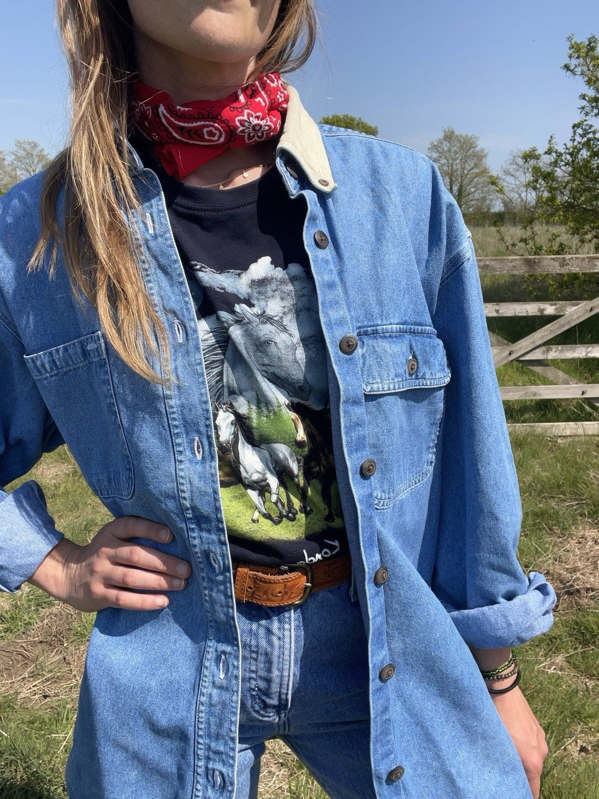Vintage Size 3XL 16-20 Blue Denim Contrast Collar Shirt/Overshirt American Blue