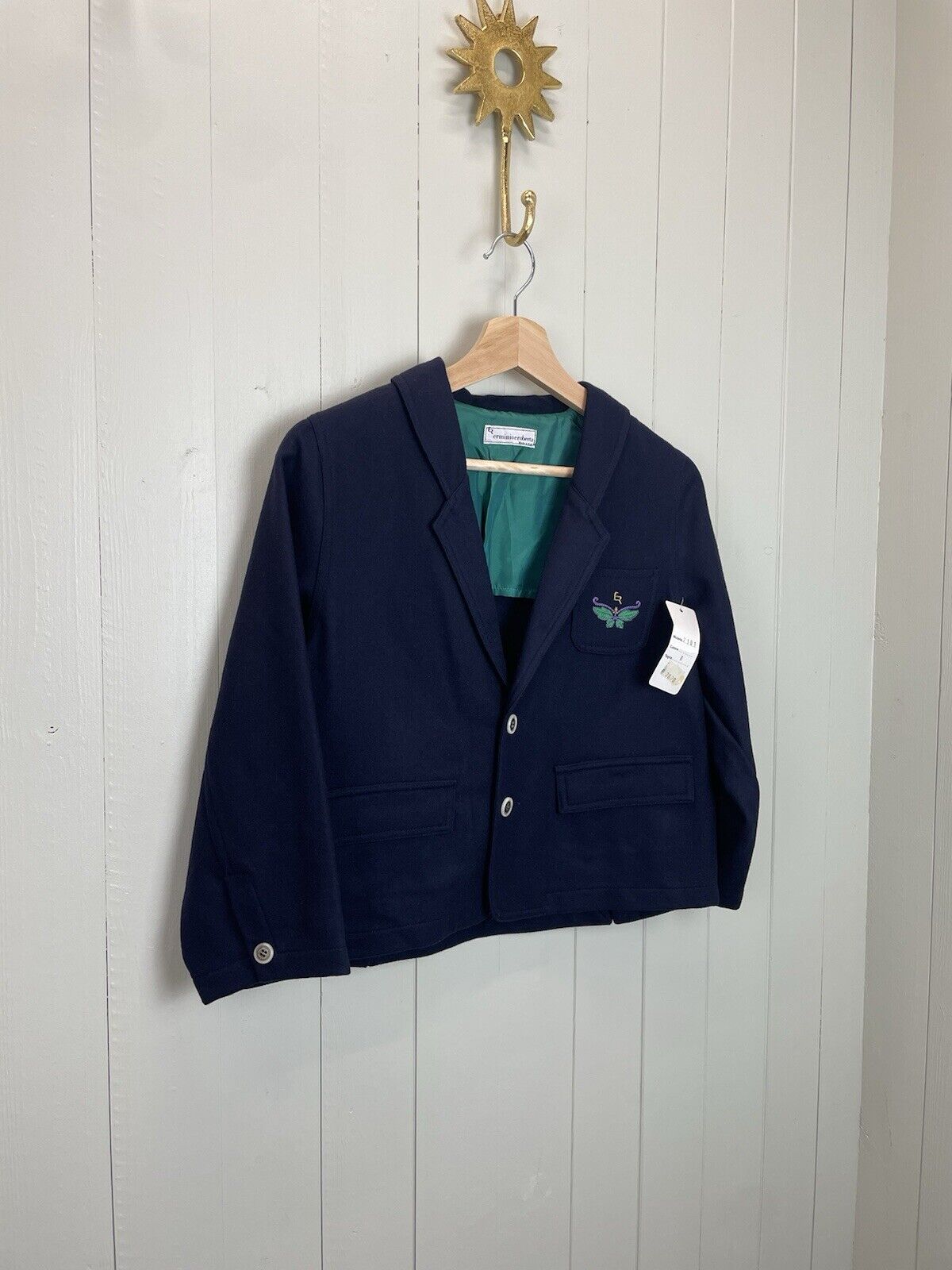 BNWT Vintage Aged 8 Years Navy 100% Wool Coat Jacket Erminio Eroberta