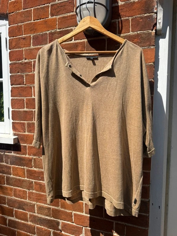 Size 3 UK 14-18 Camel Hemp & Cotton Slouchy Top OSKA