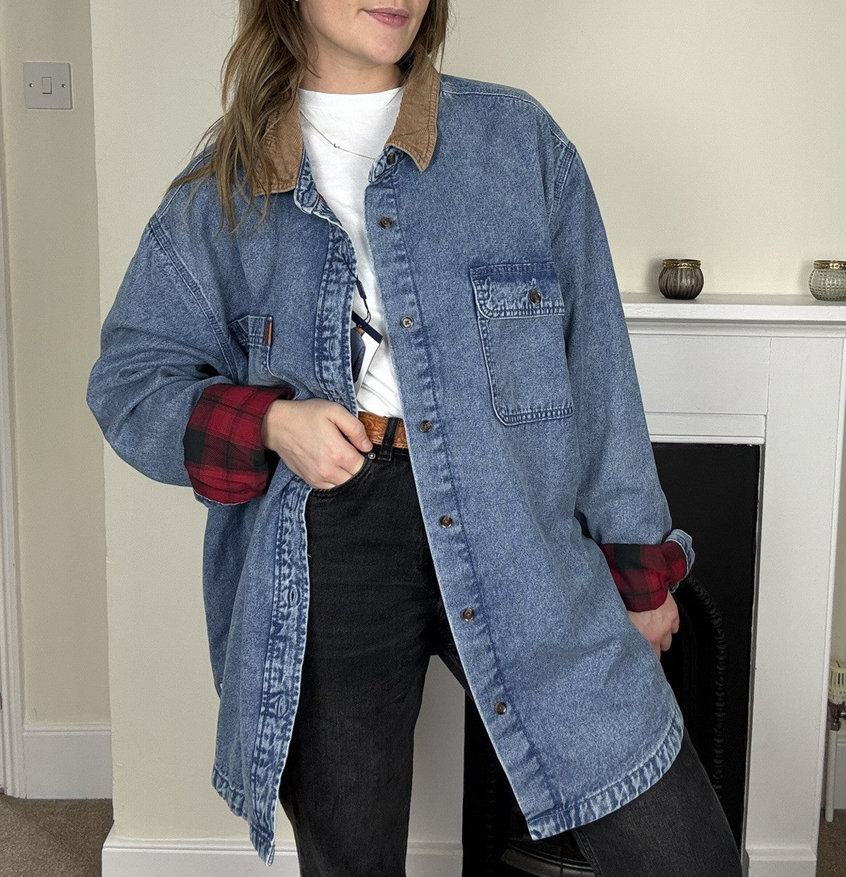 Vintage BNWT Size 4XL  18-24 Blue Denim Heritage Shirt Jacket Chaps