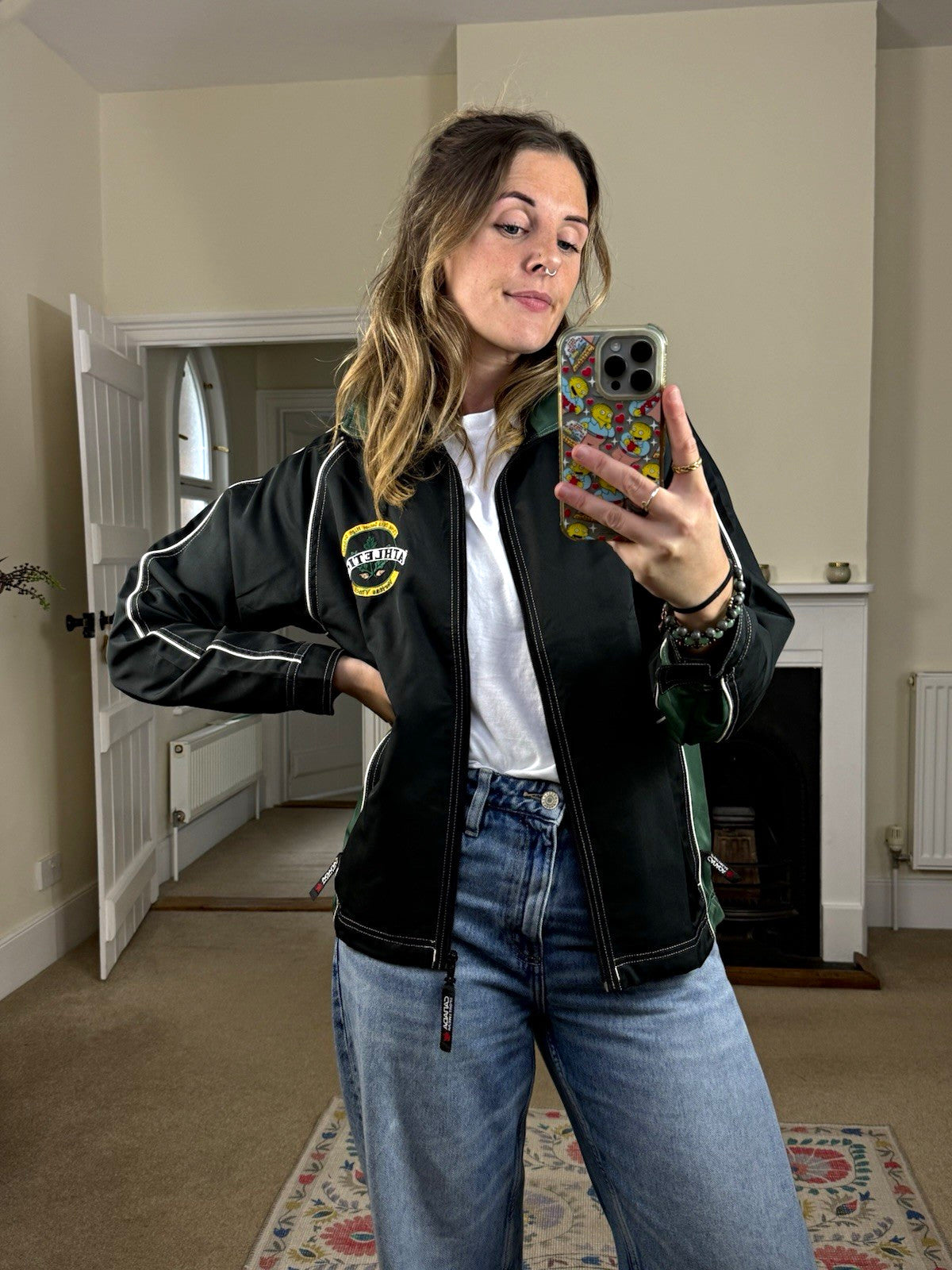 Vintage Size S 8-12 Black Green Canadian Sports Jacket