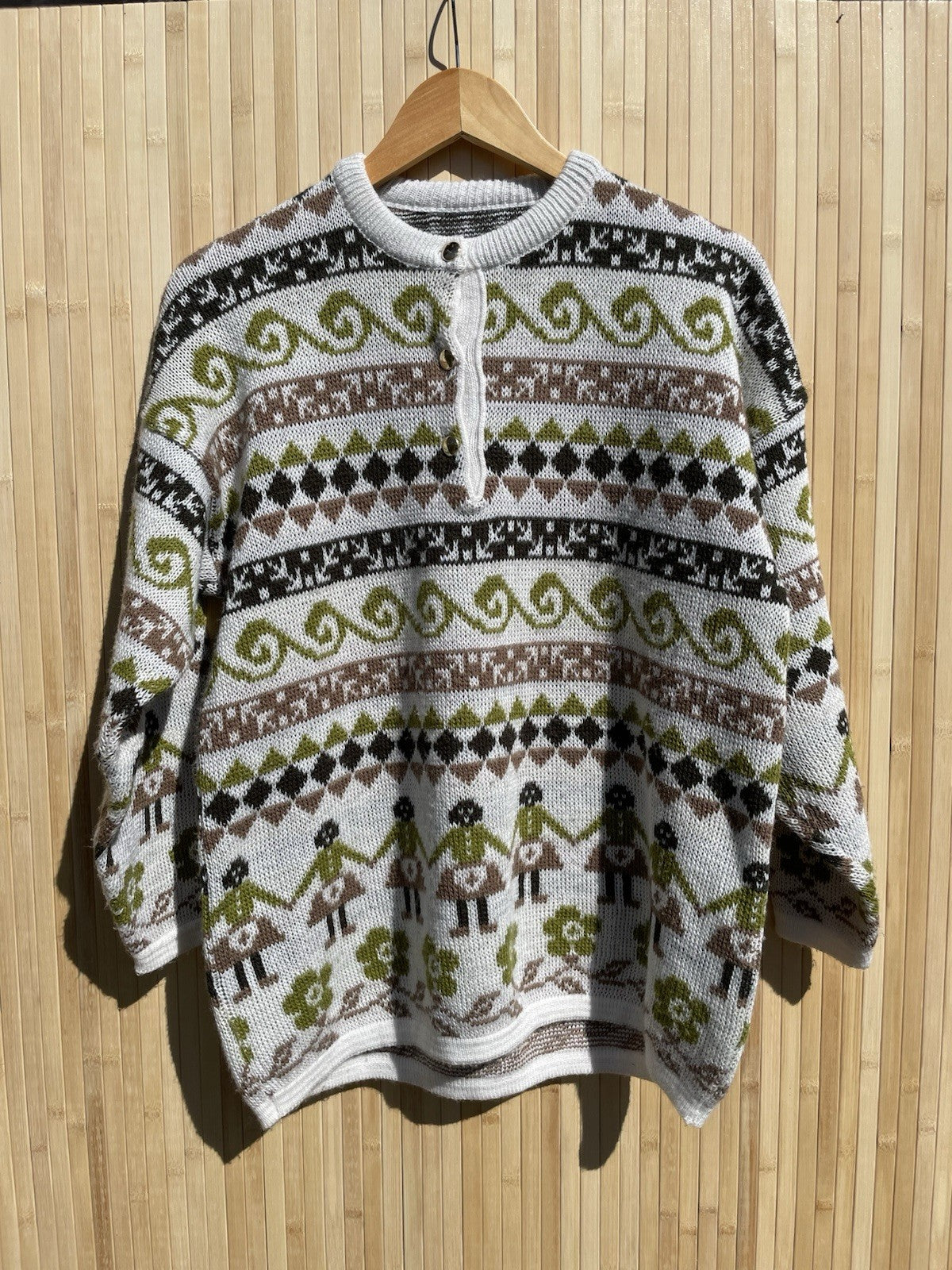 Size L 10-16 Flower Friends Patterned Boho Knit Jumper