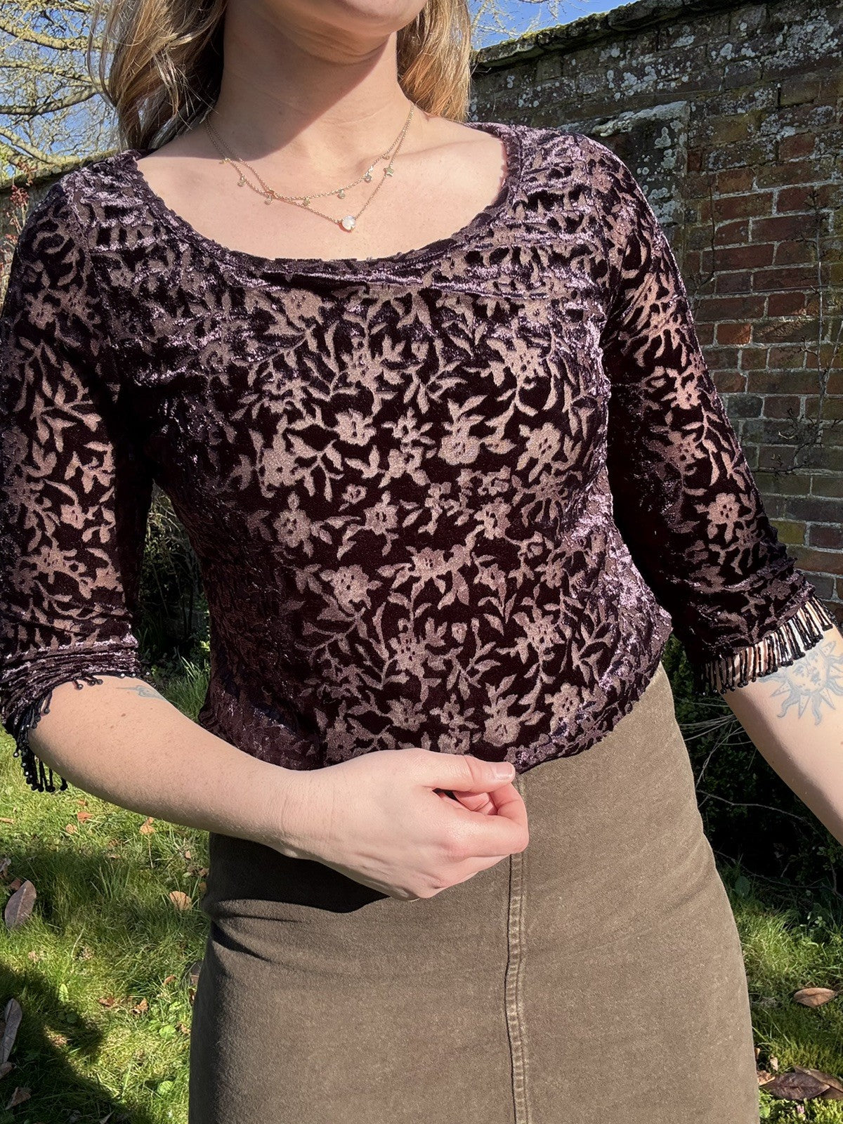 Vintage 90s Size XS 6-8 Whimsical Witchy Stretch Top
