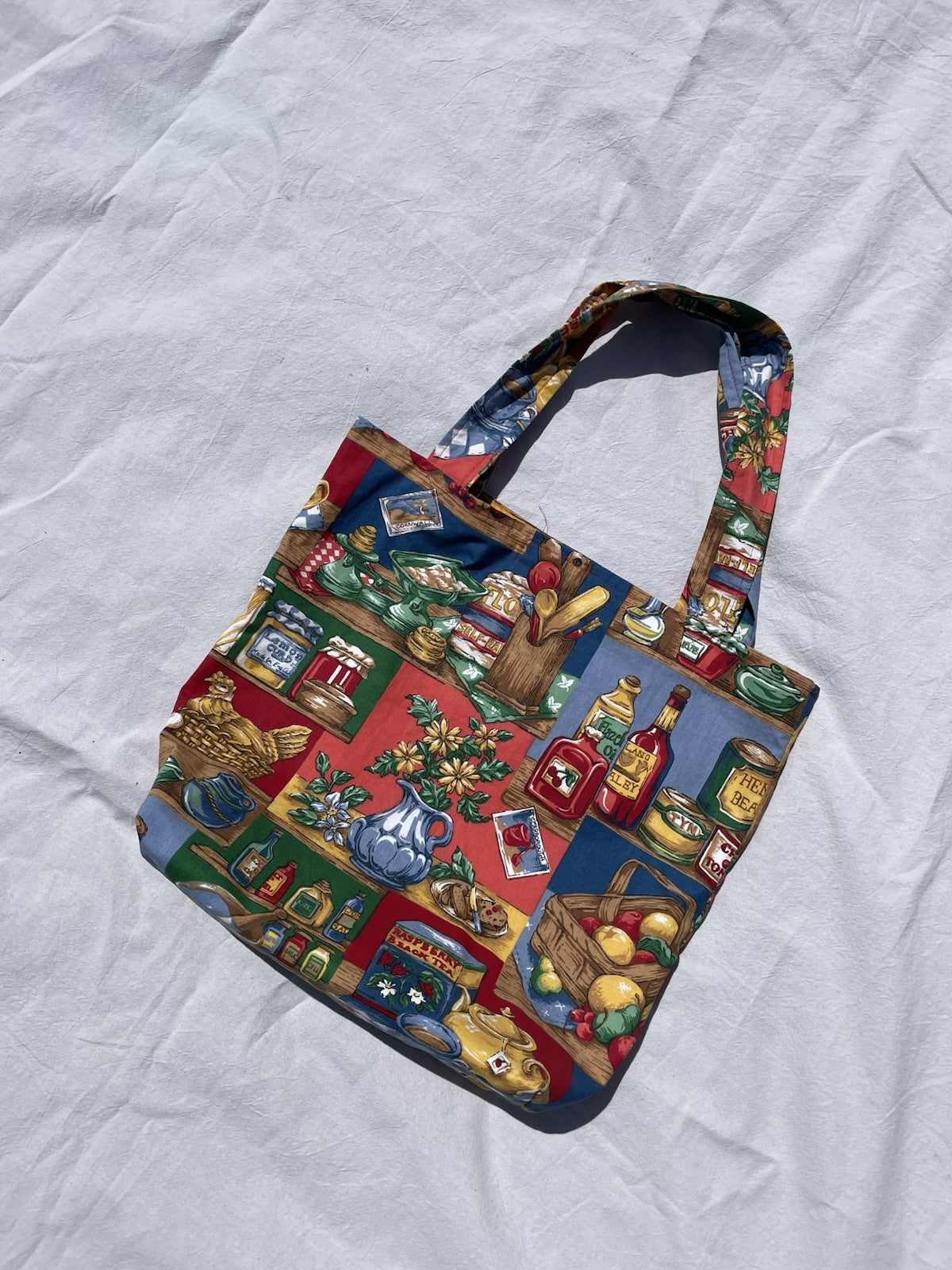 Vintage Handmade Patchwork Kitchen Shoulder Tote Bag
