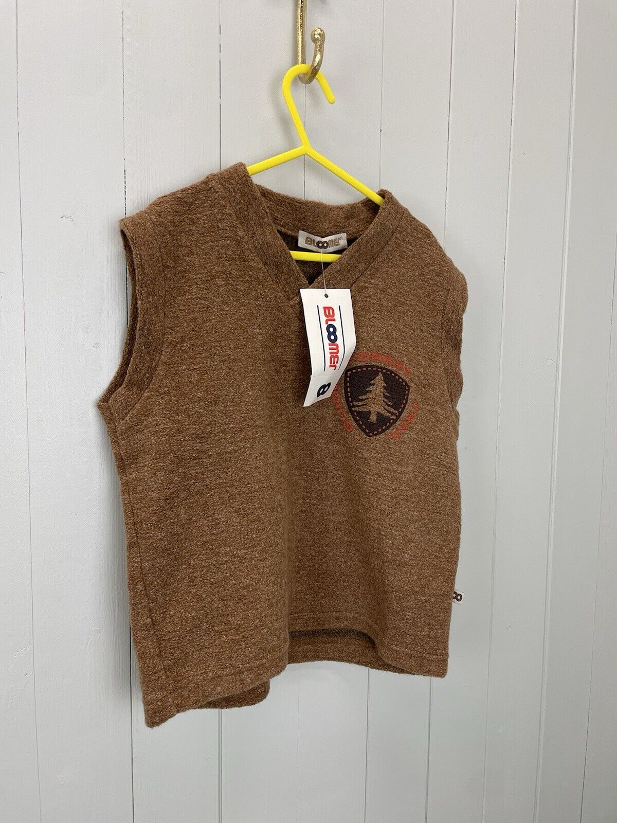 BNWT Vintage Aged 8 Years Brown Boys Fleece Knit Vest Bloomer