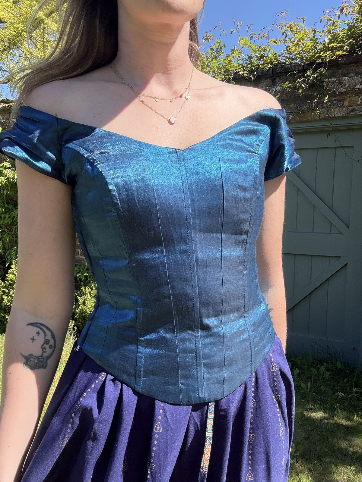 Vintage Size S 10 Blue Corset Lace Back Bustier Top