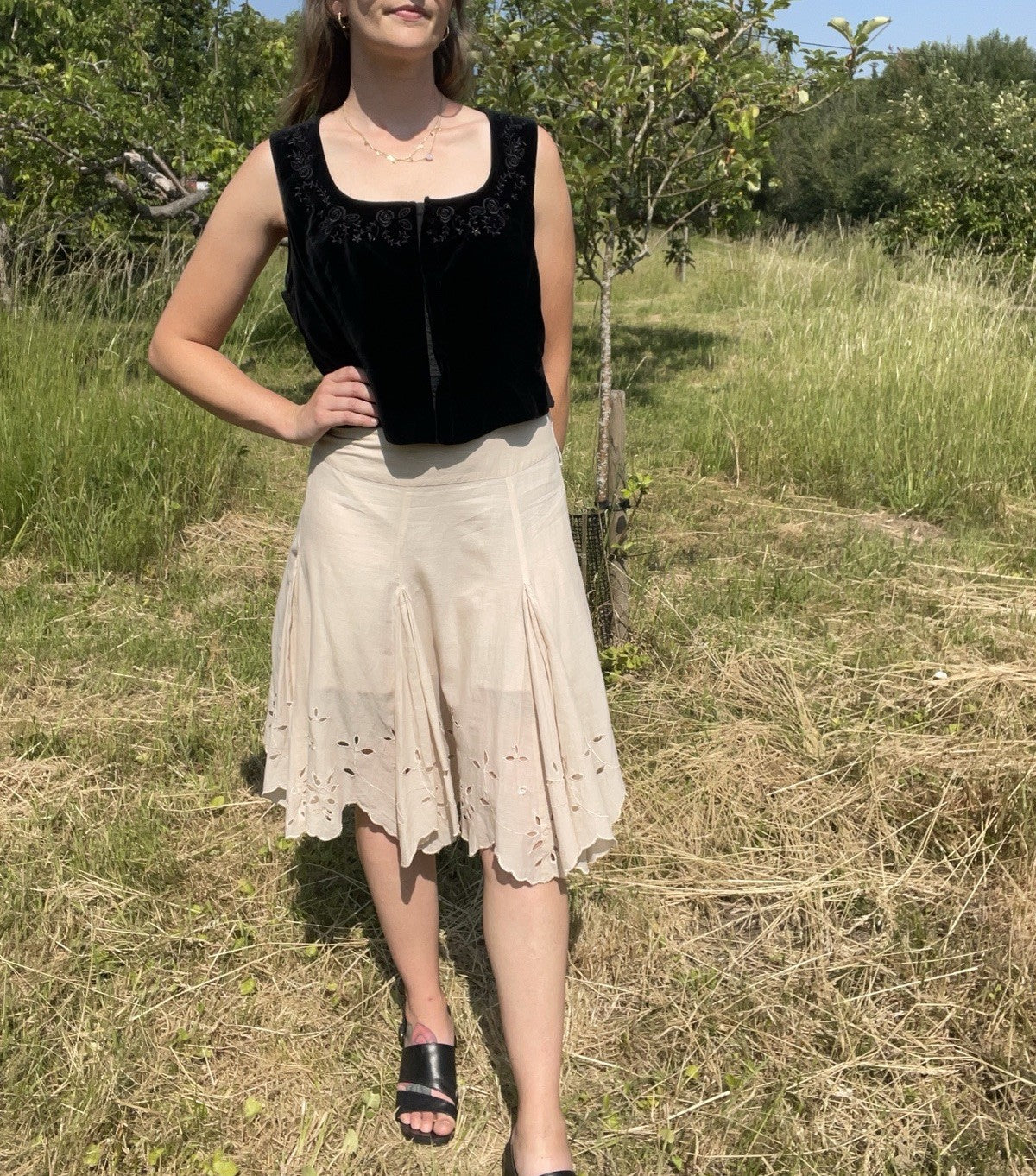 Vintage Size 14 Ecru Boho Fairy Floaty Cotton Skirt Today's Woman
