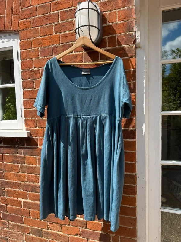 Size M 10-14Blue Organic Cotton ‘Berry Picker’ Pinafore Dress Les Animaux