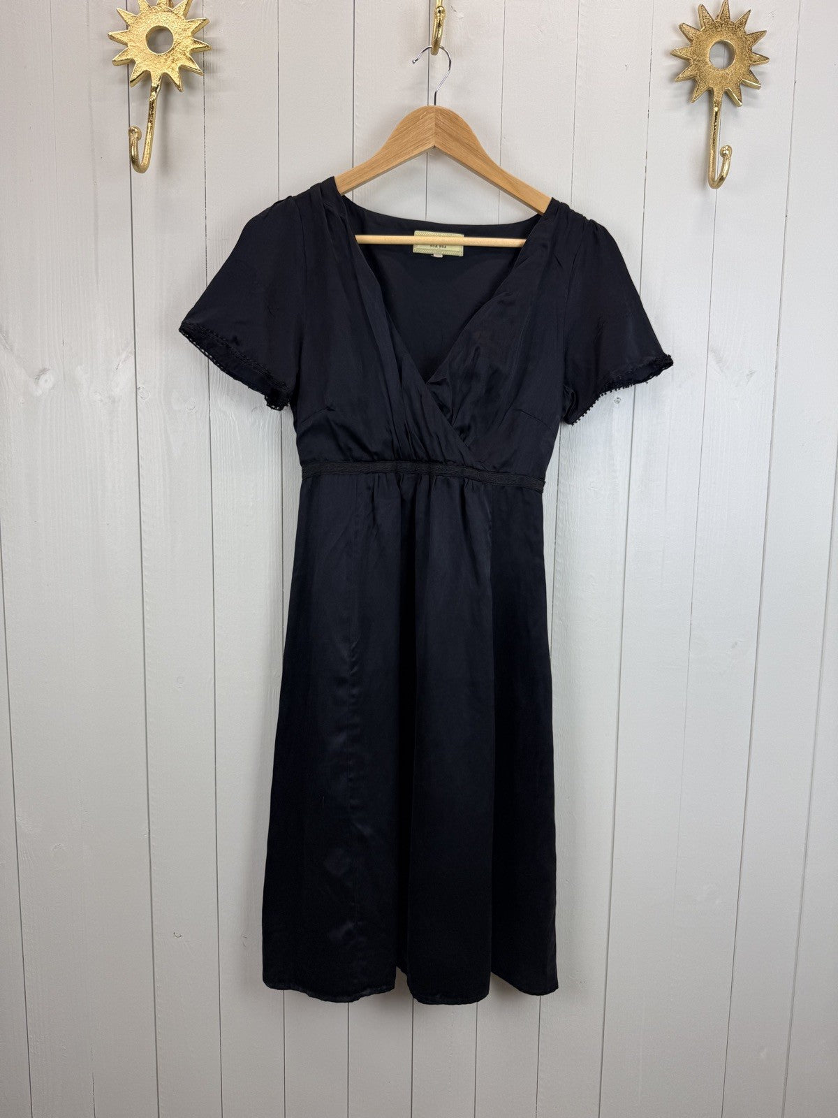 Size XS 6-8 Black Silk Cotton Wrap Bust Dress Noa Noa