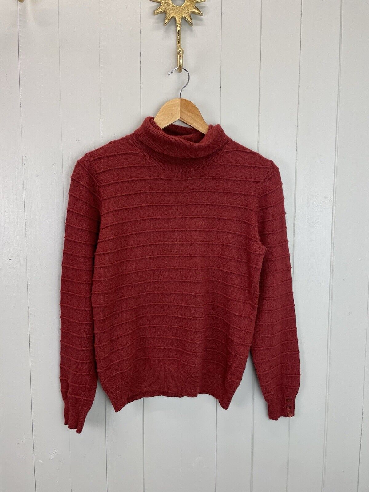 Size M 8-10 Brick Red Cotton Cashmere Blend Fine Knit Jumper Country Casuals