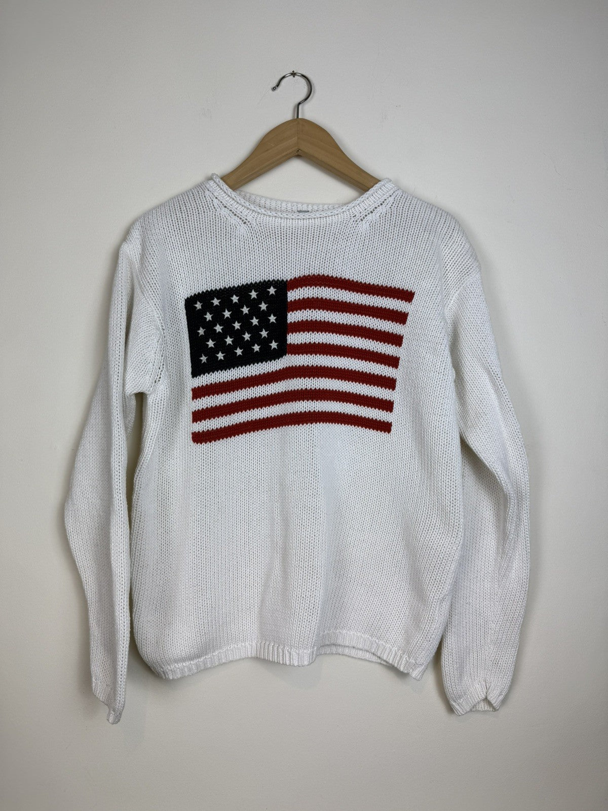Vintage 90s Y2K Size M 12-14 White 100% Cotton US Knit Jumper