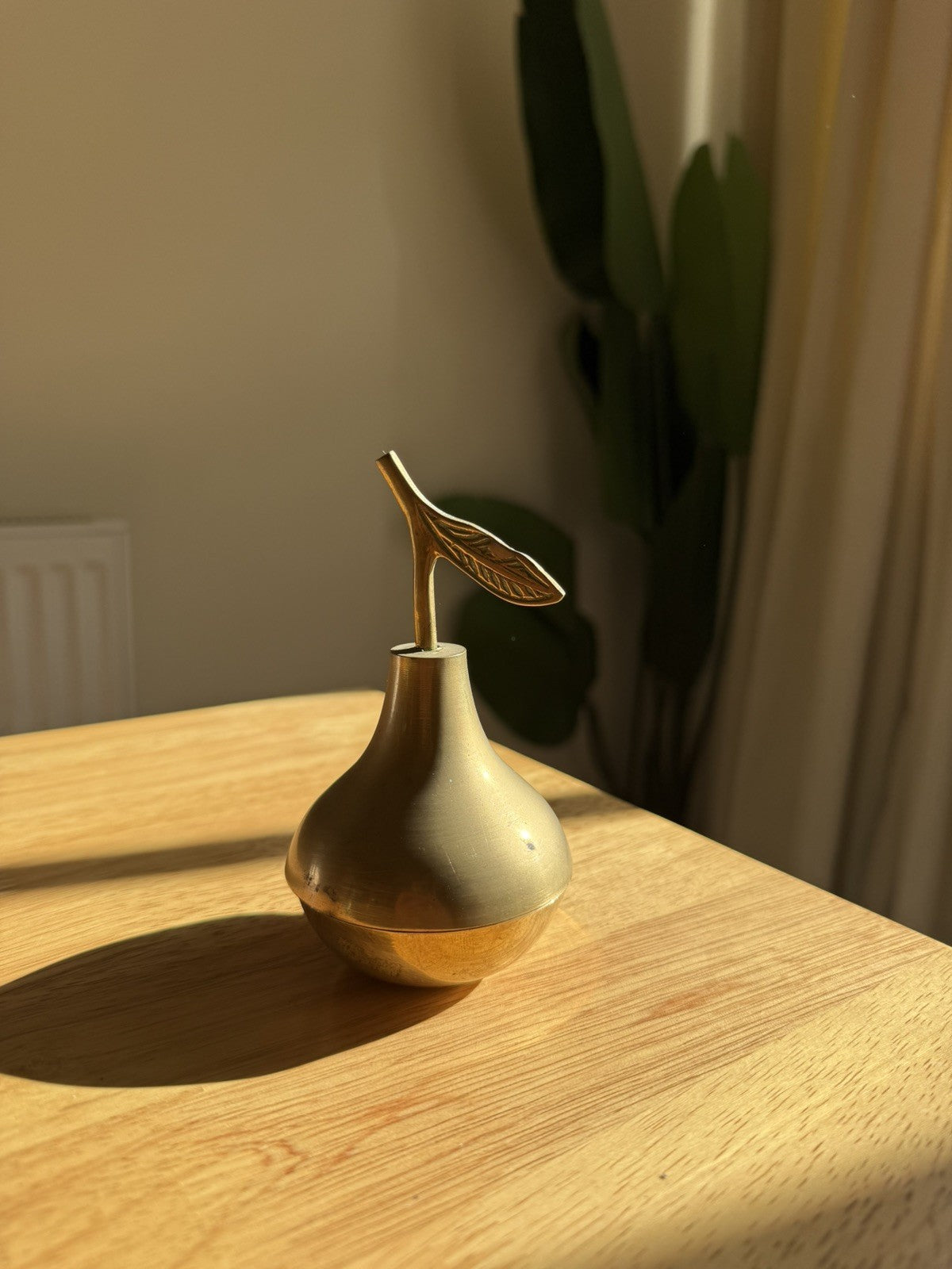 Vintage Brass Pear Trinket Box Stash