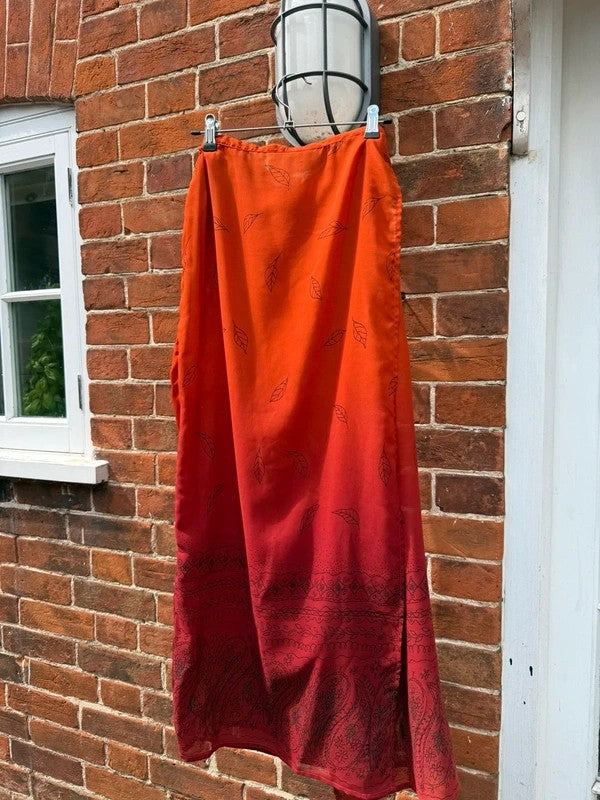 Vintage size M 10-14 Orange Boho Patterned Midi Wrap Skirt American Connection