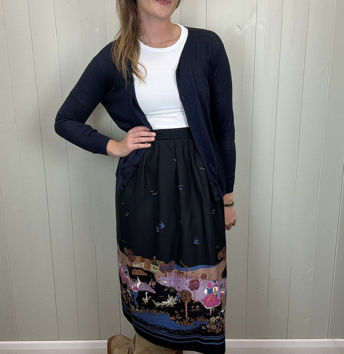 Size 1 XS/S 6-10 Navy Silk Linen Fine Knit Cardigan Agnes B