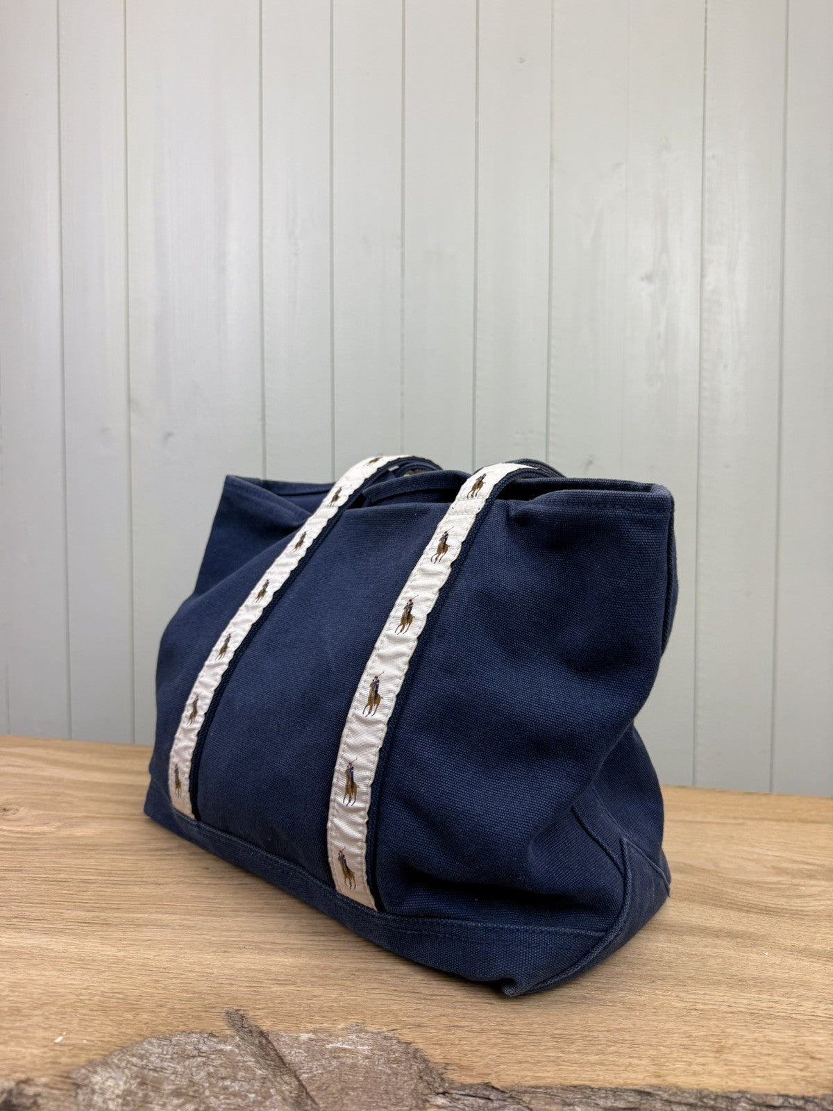 Navy Ralph Lauren Horse Polo Canvas Shoulder Bag Handbag