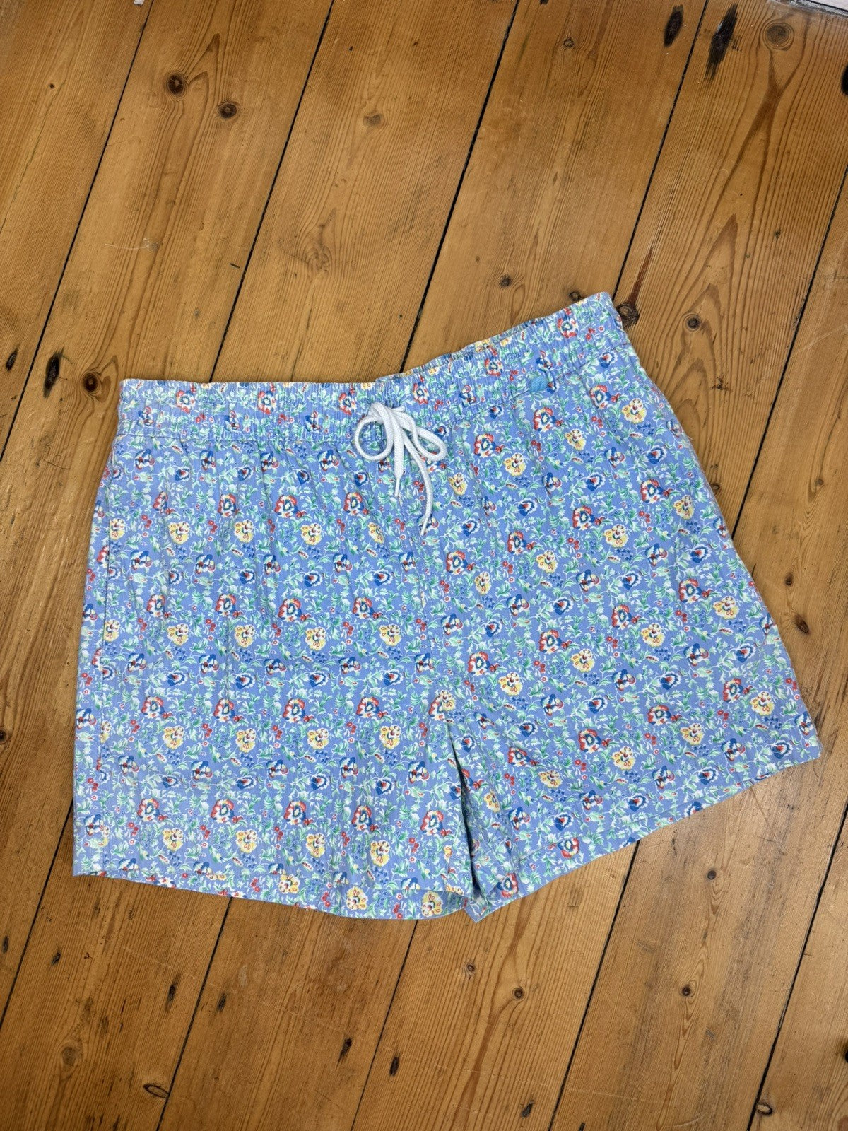 Unisex Size M/10-12 Blue Floral Patterned Ralph Lauren Polo Swim Shorts