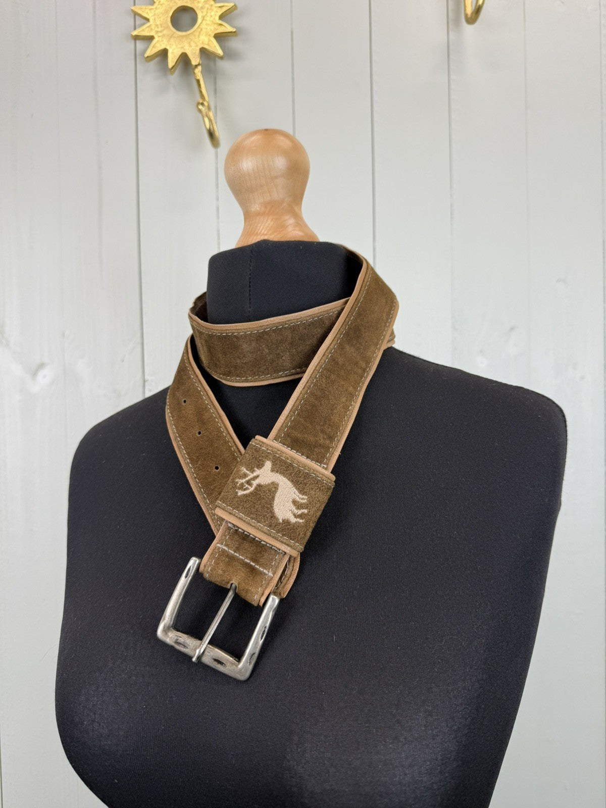 Vintage Size L 12-16 Brown Stage Leather Waist Belt