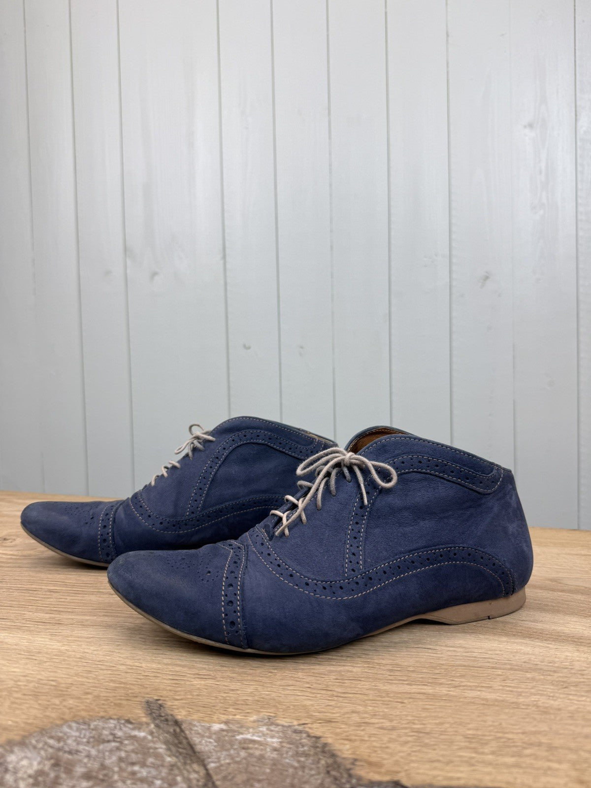 Size EU 39 UK 6 Blue Navy Leather Brogue Lace Up Ankle Boots Embassy London