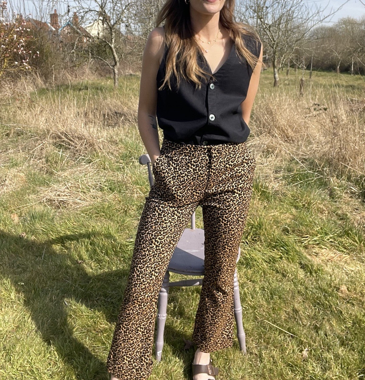 Size 8 High Waisted Leopard Print Flared Fit Trousers Essentiel Antwerp