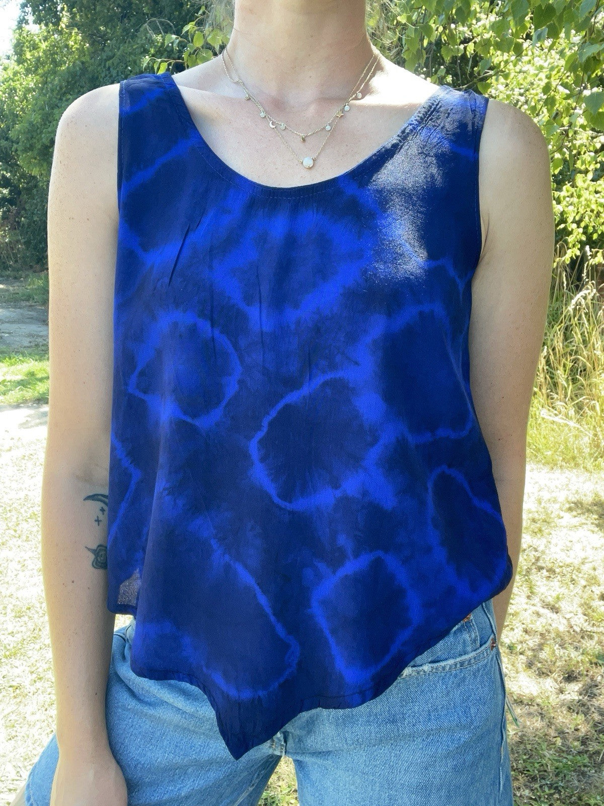Vintage Size M 8-12 Boho Tie Dye Patterned Sleeveless Summer Top