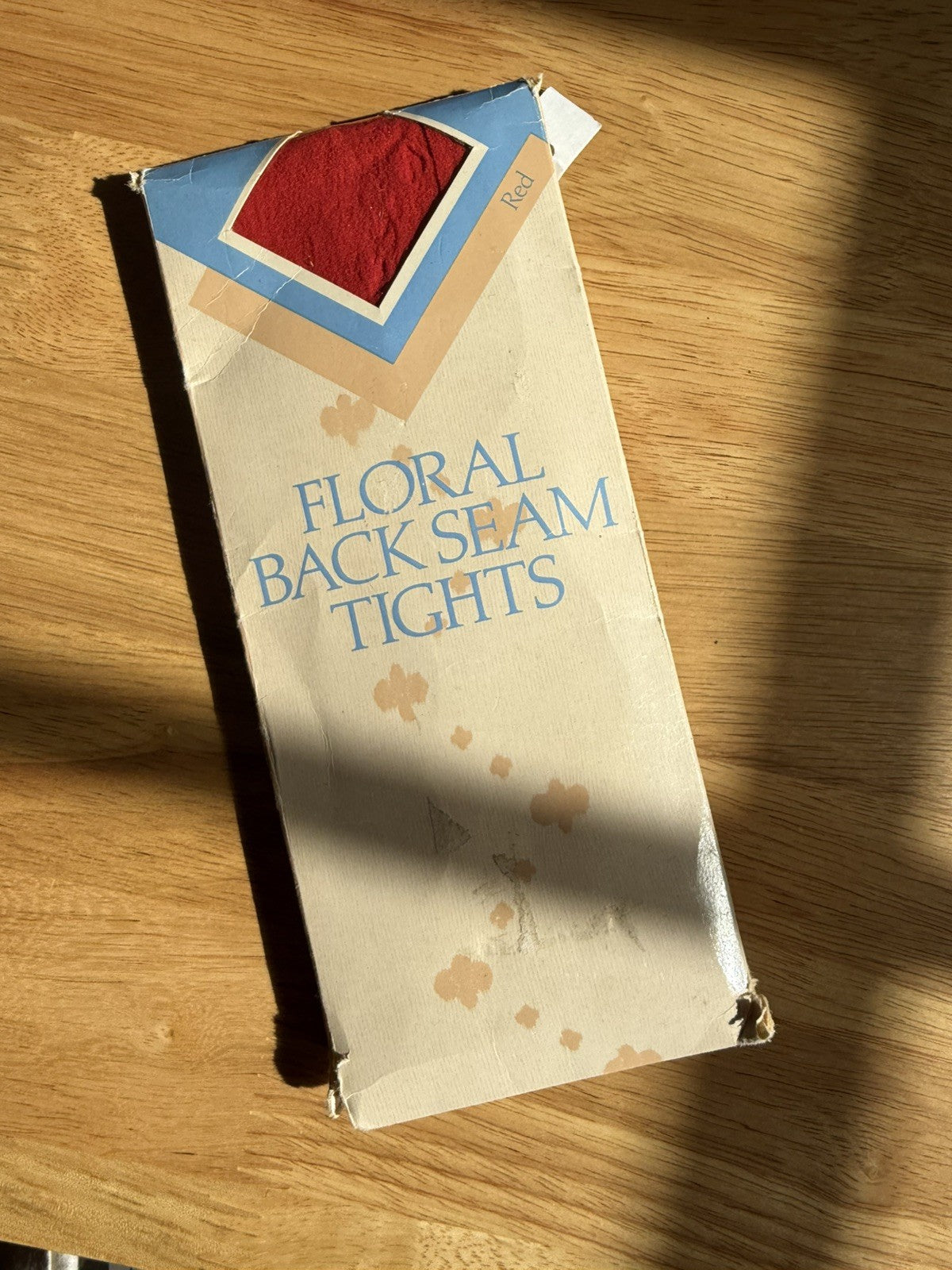 Brand New Vintage 1980s Red One Size Floral Back Seam Tights
