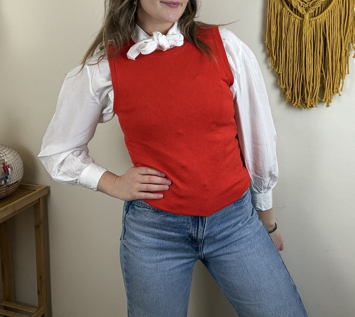 Size M 8-12 Red Fine Knit Tank Top Knit Vest Zara