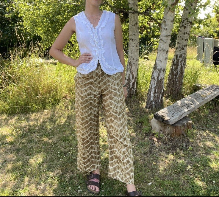 Vintage Size XS 6-8 Earthy Boho Cropped Pure Linen Max Mara Trousers