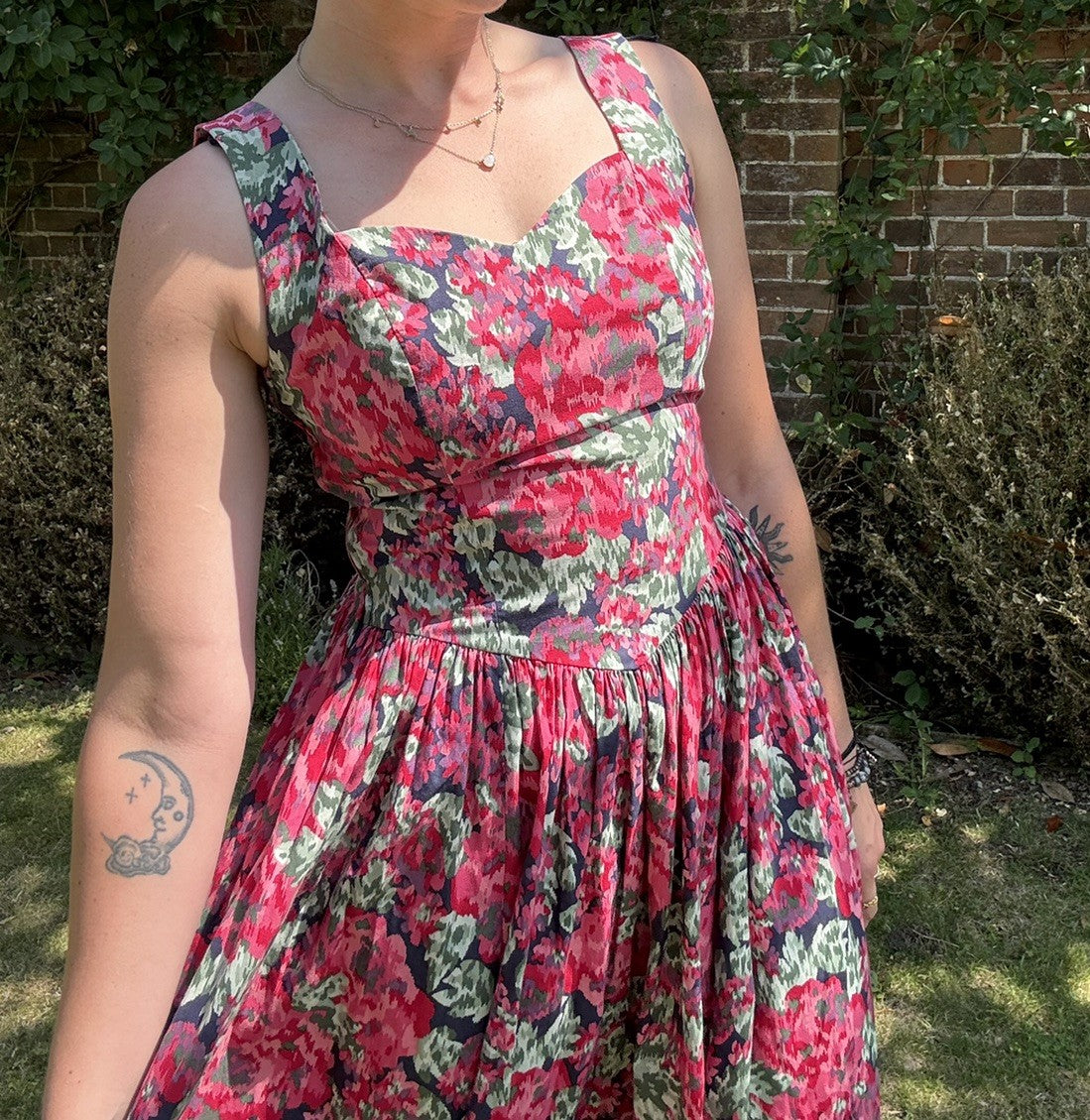Vintage Size XS 6-8 Pink Floral Cotton Midi Sun Dress by Laura Ashley