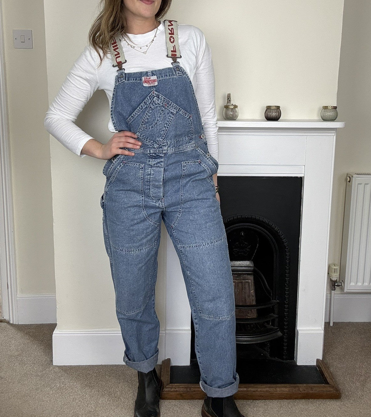 Vintage Size M 10-12 Denim Worker Carpenter Dungarees Uniform