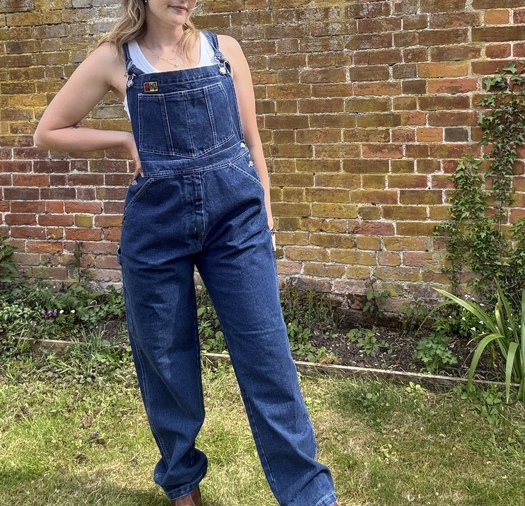 Vintage L 12-14 Blue Worker Denim Dungarees QH