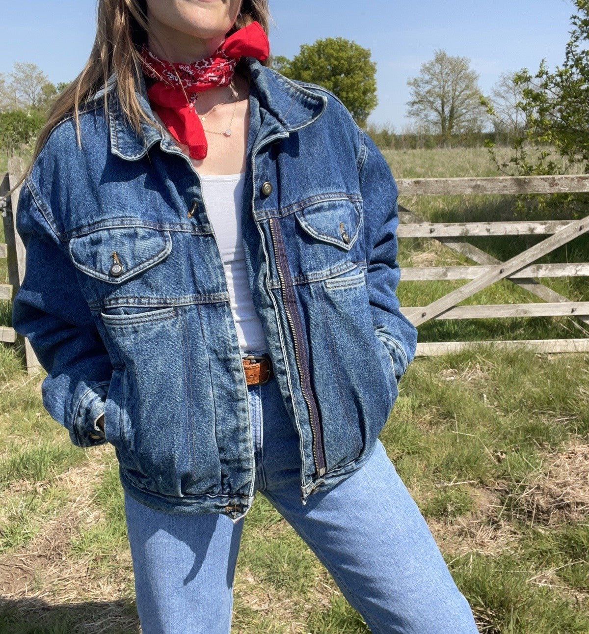 Vintage Size 2XL 14-20 Padded Denim Trucker Jacket