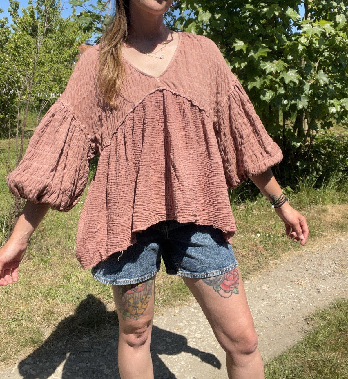 BNWT Size XS 6-14 Oversized Maroon Brown Floaty Boho Top Free People