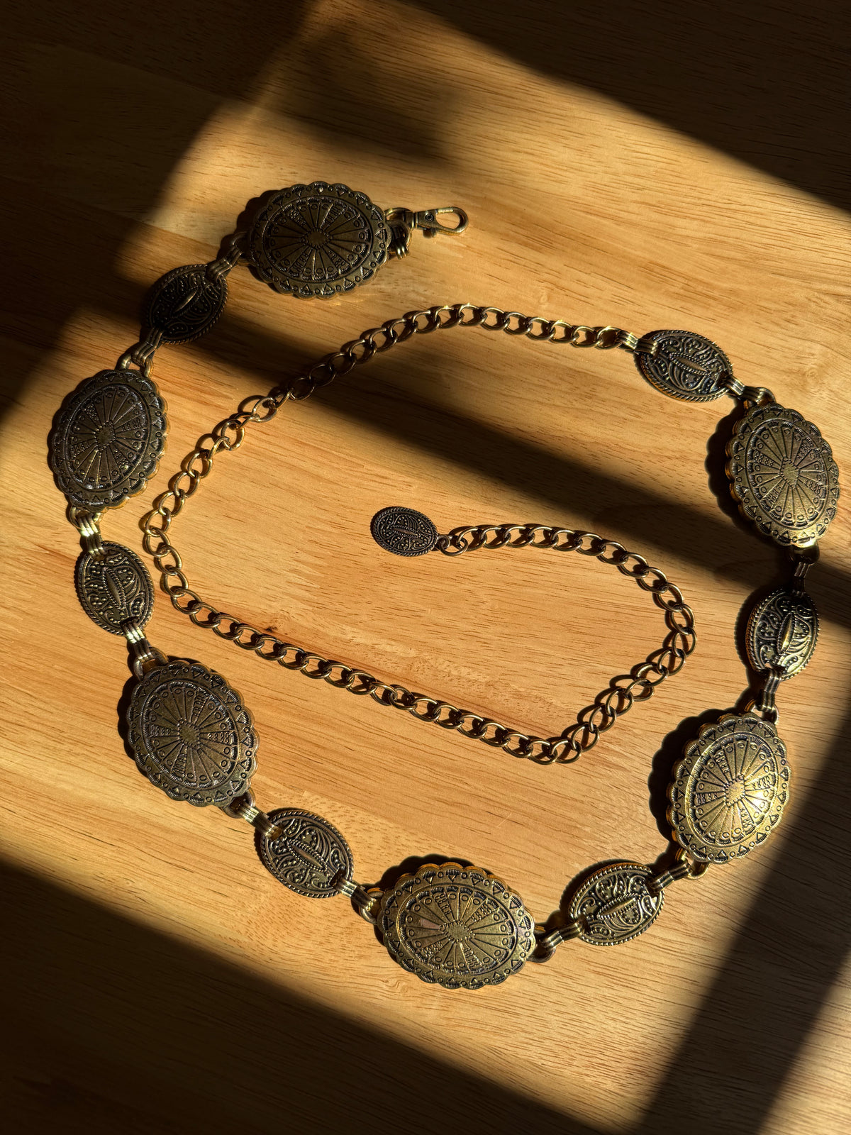 Free Size 8-20 Bronze Metal Medallion Boho Chain Belt