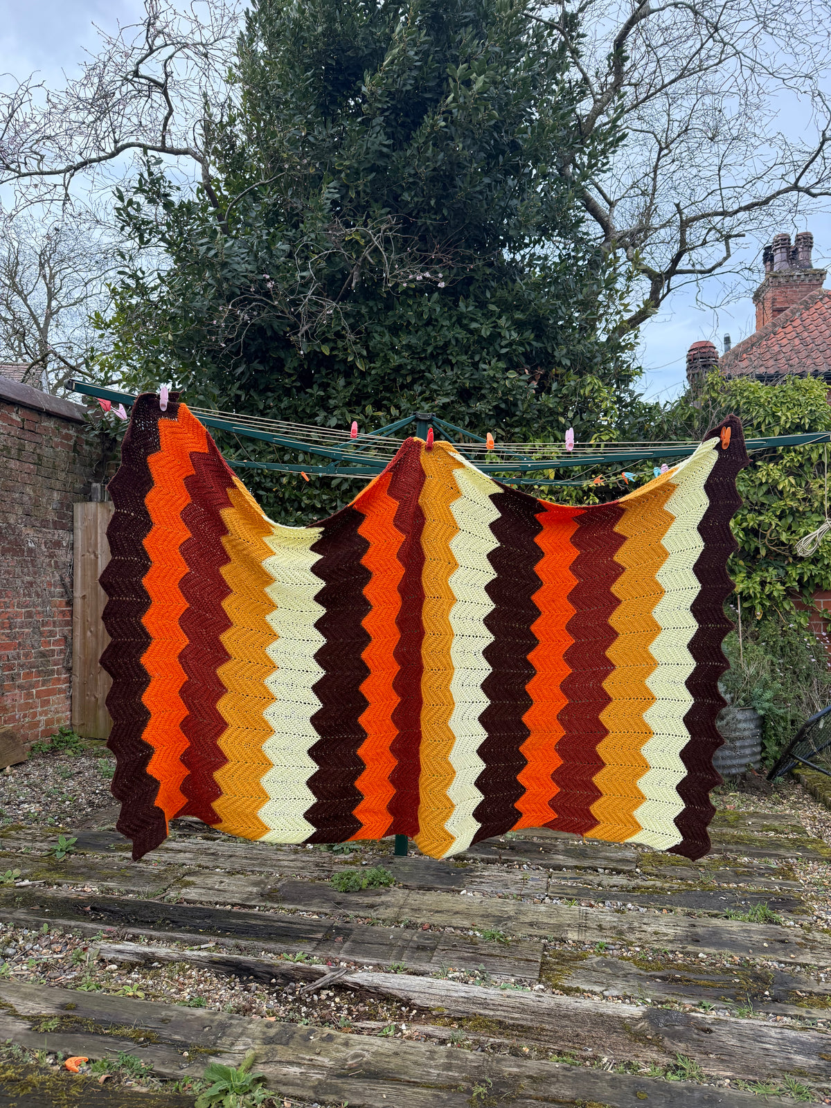 70s Orange Crochet Cardigan