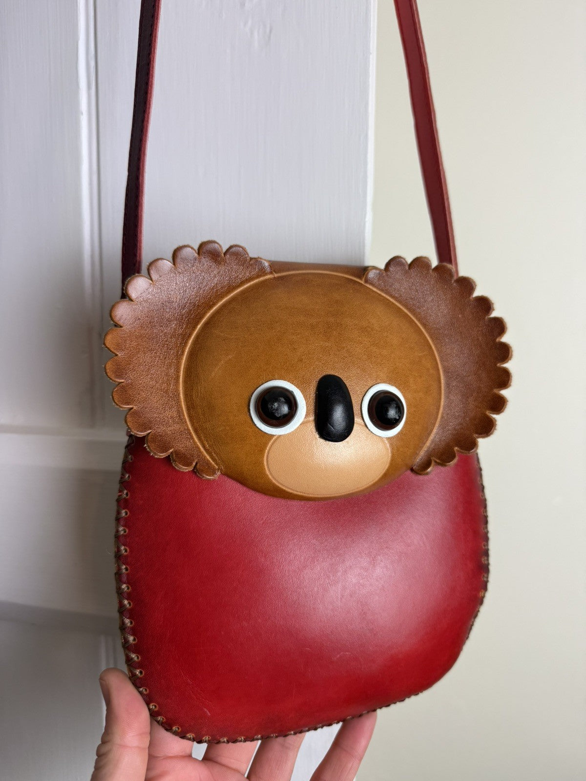 Red Leather Koala Small Handbag Crossbody Bag Purseworld Australia