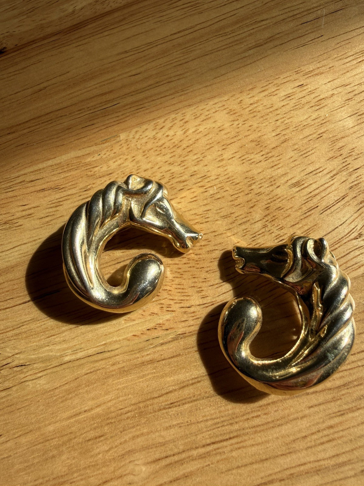 Vintage Gold Plated Horse Clip On Earrings