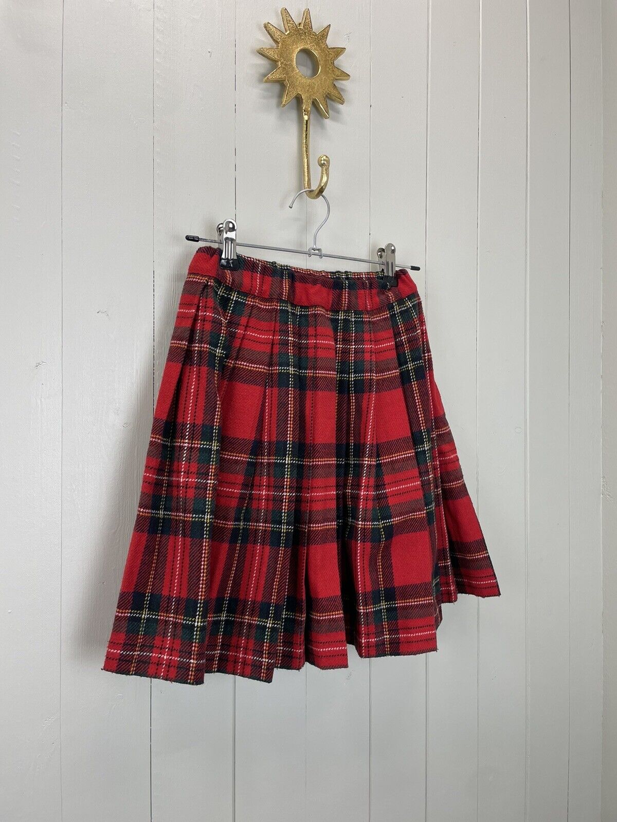 Vintage Girls Aged 8 Years Red Wool Blend Tartan Check Skirt