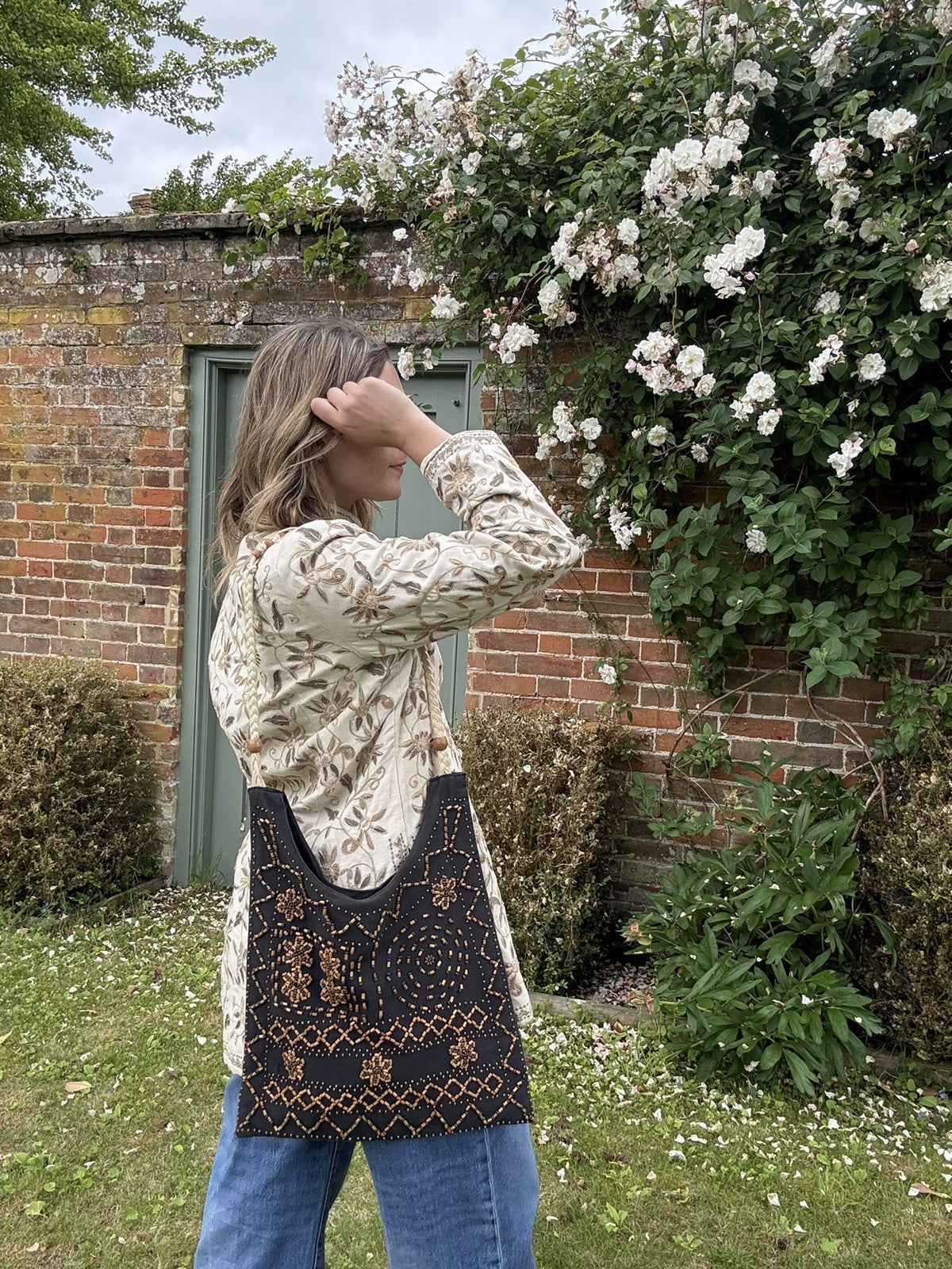 Vintage 90s Black Boho Beaded Bag Pieces by Bestseller